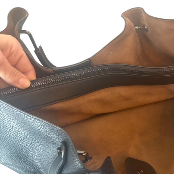 Sondra Roberts Squared Black Vegan pebbled Leather handbag satchel - Picture 7 of 12